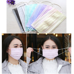 60Pcs/lot Three Layer Non-woven Disposable Dust-fog Haze Solid Health corono vırus Protective Masks